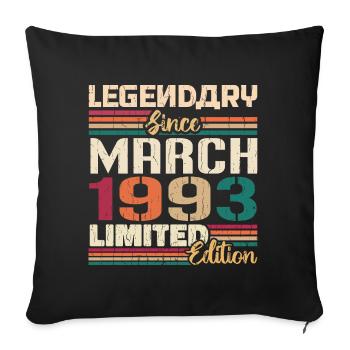 Mars 1993 Vintage Born Vintage Anniversaire - Housse de coussin décorative 45 x 45 cm - noir - Devant