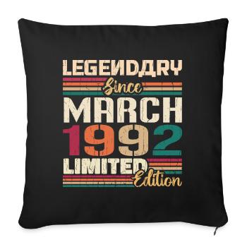 Mars 1992 Vintage Born Vintage Anniversaire - Housse de coussin décorative 45 x 45 cm - noir - Devant