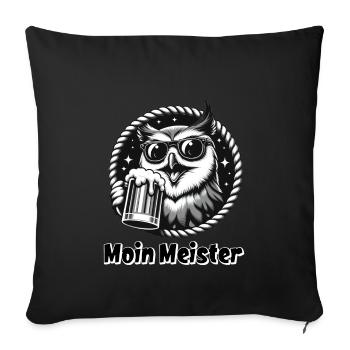 Moin Meister Eule Norddeutscher Gruß - Sofakissenbezug 45 x 45 cm - Schwarz - Vorne