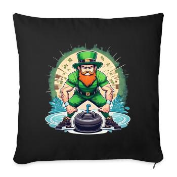 Curling Trèfle de la Saint-Patrick - Housse de coussin décorative 45 x 45 cm - noir - Devant