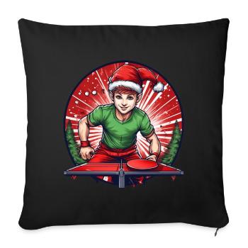 Ping-pong elfe de Noël - Housse de coussin décorative 45 x 45 cm - noir - Devant