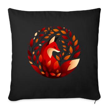 Fox and autumn leaves - Sofa pillowcase 17,3'' x 17,3'' (45 x 45 cm) - black - Front