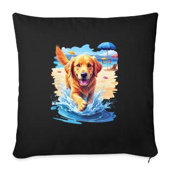 Chien sur la plage - Housse de coussin décorative 45 x 45 cm - noir - Devant