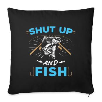 Cadeau drôle pêche pêcheur pêche poisson - Housse de coussin décorative 45 x 45 cm - noir - Devant
