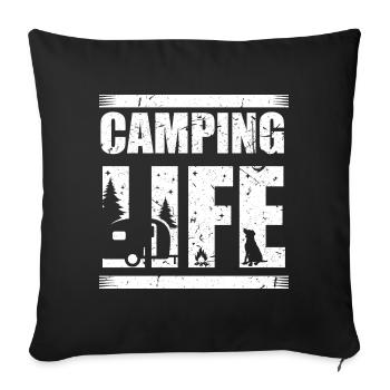 Camping Camper Chiens Camping Vie Avec Animaux Cadeau - Housse de coussin décorative 45 x 45 cm - noir - Devant