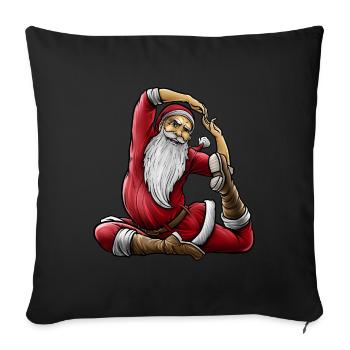 Yogi Santa Claus | Namaste Yoga De Noël Mantra - Housse de coussin décorative 45 x 45 cm - noir - Devant