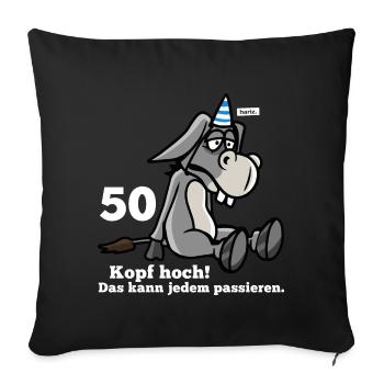 50 Head Up That Can Pass Anything Donkey 50 Gebu - Sofa pillowcase 17,3'' x 17,3'' (45 x 45 cm) - black - Front