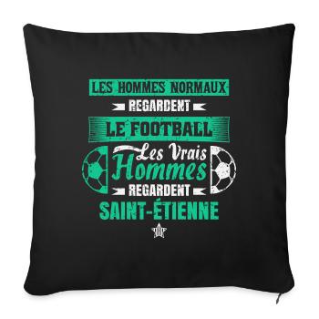 Saint-Étienne,football,socer,club,football, - Sofa pillowcase 17,3'' x 17,3'' (45 x 45 cm) - black - Front