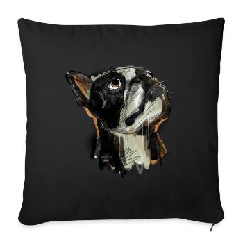 Französische Bulldogge Zeichnung - Sofakissenbezug 45 x 45 cm - Schwarz - Vorne