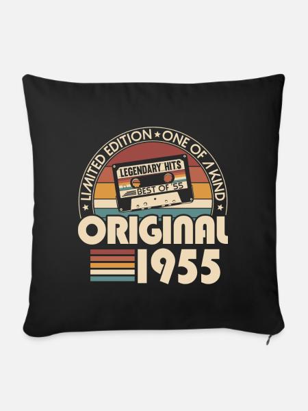 1955 Jahrgang geboren Vintage Geburtstag Retro - Sofakissenbezug 45 x 45 cm - Schwarz