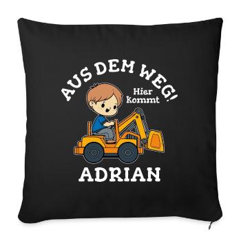 Adrian Vorname Bagger - Sofakissenbezug 45 x 45 cm - Schwarz - Vorne