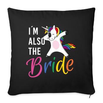 LGBTQ also bride Einhorn Junggesellinnenabschied - Sofakissenbezug 45 x 45 cm - Schwarz - Vorne