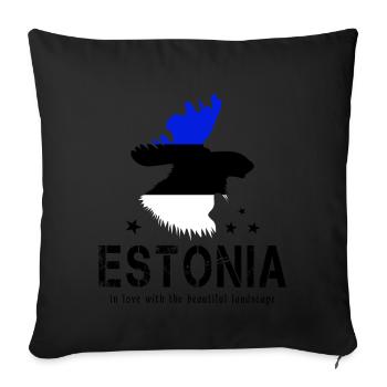 Estonie Estonien Estonien - Housse de coussin décorative 45 x 45 cm - noir - Devant