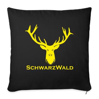 Schwarzwald Hirsch - Uni gelb - Sofakissenbezug 45 x 45 cm - Schwarz - Vorne