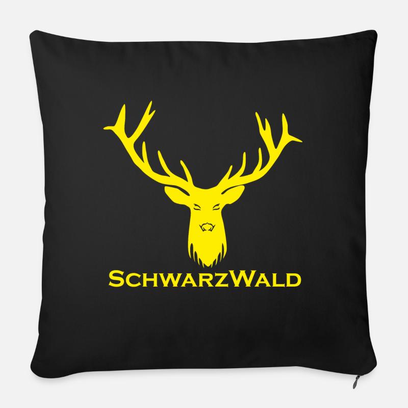 Schwarzwald Hirsch - Uni gelb - Sofakissenbezug 45 x 45 cm - Schwarz