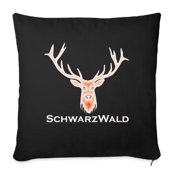 Schwarzwald Hirsch - Batik rot - Sofakissenbezug 45 x 45 cm - Schwarz - Vorne