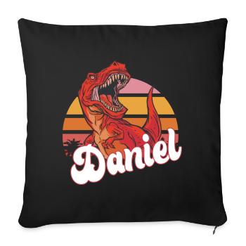 DANIEL - Beautiful boy name with T-REX Dino - Sofa pillowcase 17,3'' x 17,3'' (45 x 45 cm) - black - Front
