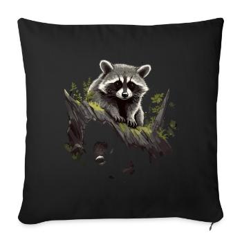 Cute Raccoon Raccoon Nature Baby Raccoon - Sofa pillowcase 17,3'' x 17,3'' (45 x 45 cm) - black - Front