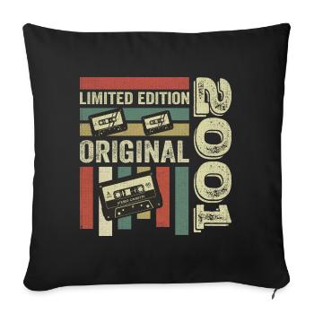 Millésime 2001 - citation d’anniversaire rétro 2001 - Housse de coussin décorative 45 x 45 cm - noir - Devant