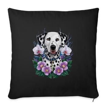 Süßer Dalmatiner mit Orchideen - Sofakissenbezug 45 x 45 cm - Schwarz - Vorne
