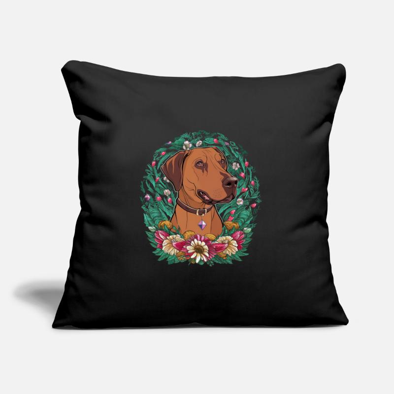 Rhodesian Ridgeback et belles fleurs Housse de coussin décorative 45 x 45 cm
