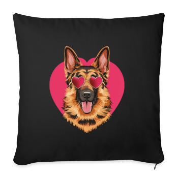 Cool German Shepherd with sunglasses - Sofa pillowcase 17,3'' x 17,3'' (45 x 45 cm) - black - Front