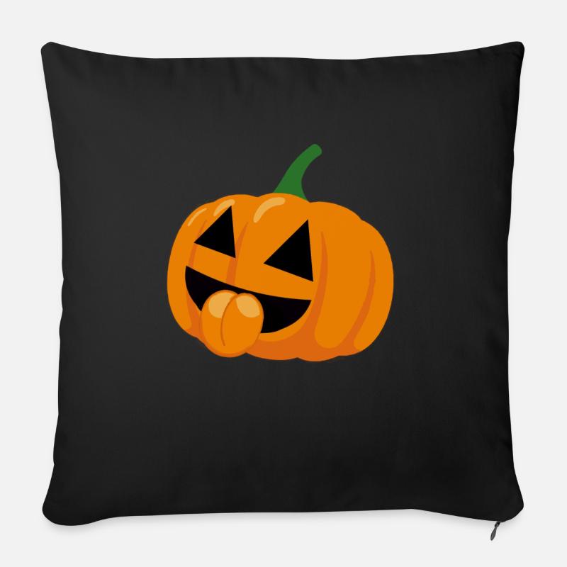 citrouille halloween dessin - Housse de coussin décorative 45 x 45 cm - noir