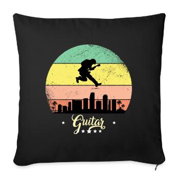 Guitar Vintage Music Retro Sunset - Sofa pillowcase 17,3'' x 17,3'' (45 x 45 cm) - black - Front