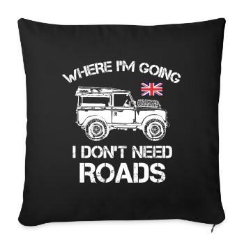 Landy I Don't Need Roads - Sofa pillowcase 17,3'' x 17,3'' (45 x 45 cm) - black - Front
