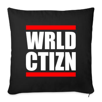 Wrld ctizn - world citizen - Sofa pillowcase 17,3'' x 17,3'' (45 x 45 cm) - black - Front