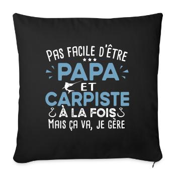 Carpiste homme.Pêcheur. pêche. Poisson cadeau - Housse de coussin décorative 45 x 45 cm - noir - Devant