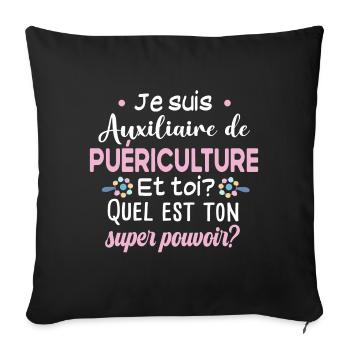 Auxiliaire de puériculture Puéricultrice Métier - Housse de coussin décorative 45 x 45 cm - noir - Devant
