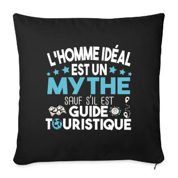 Guide touristique touriste cadeau métier humour - Housse de coussin décorative 45 x 45 cm - noir - Devant