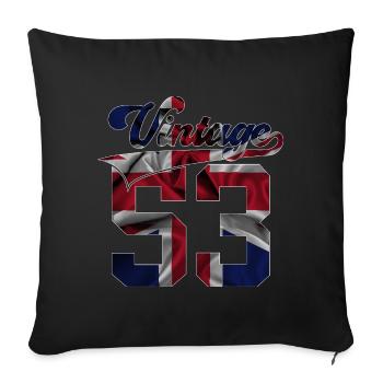 73RD BIRTHDAY UK VINTAGE 1953 - Sofa pillowcase 17,3'' x 17,3'' (45 x 45 cm) - black - Front