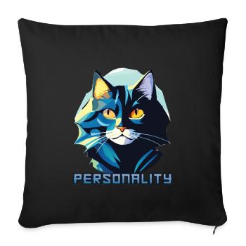 Katze Persönlichkeit - Sofakissenbezug 45 x 45 cm - Schwarz - Vorne