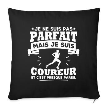 Pas parfait mais je suis coureur - Housse de coussin décorative 45 x 45 cm - noir - Devant