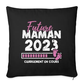 Future maman 2023 chargement en cours - Housse de coussin décorative 45 x 45 cm - noir - Devant