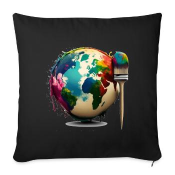 Colorie-moi Cadeau - Housse de coussin décorative 45 x 45 cm - noir - Devant