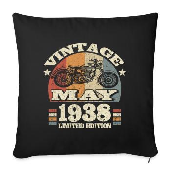 Born in May 1938 - 85 years old - Sofa pillowcase 17,3'' x 17,3'' (45 x 45 cm) - black - Front