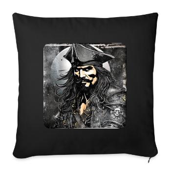 Capitaine de marin boucanier pirate sinistre - Housse de coussin décorative 45 x 45 cm - noir - Devant