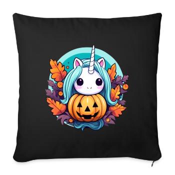 Unicorn and pumpkin - Sofa pillowcase 17,3'' x 17,3'' (45 x 45 cm) - black - Front