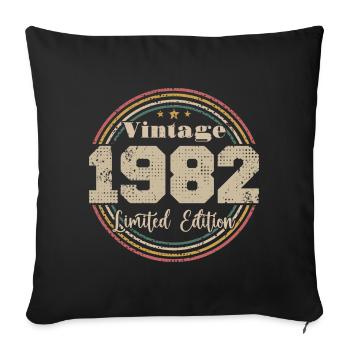 1982 Retro Vintage Birthday Born In - 1982 - Sofa pillowcase 17,3'' x 17,3'' (45 x 45 cm) - black - Front