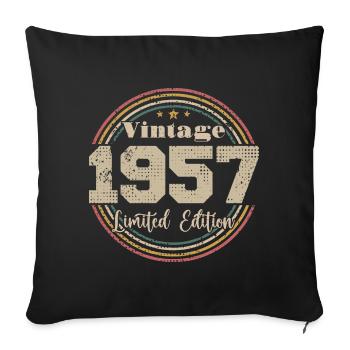 1957 Retro Vintage Birthday Born In - 1957 - Sofa pillowcase 17,3'' x 17,3'' (45 x 45 cm) - black - Front