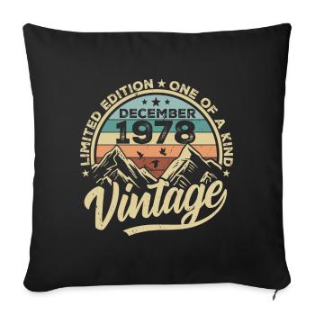 Original décembre 1978 - Cadeau d’anniversaire 47e - Housse de coussin décorative 45 x 45 cm - noir - Devant