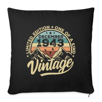 Original December 1943 - 82nd Birthday Gift - Sofa pillowcase 17,3'' x 17,3'' (45 x 45 cm) - black - Front