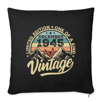 Original décembre 1945 - Cadeau d’anniversaire 80 - Housse de coussin décorative 45 x 45 cm - noir - Devant