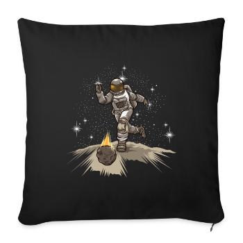 Astronaut Plays Bowling - Space Bowling Team - Sofa pillowcase 17,3'' x 17,3'' (45 x 45 cm) - black - Front