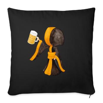 Münchner Kindl mit Masskrug und Bier - Sofakissenbezug 45 x 45 cm - Schwarz - Vorne