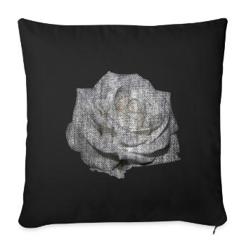 FLEUR Rose Blanche - Housse de coussin décorative 45 x 45 cm - noir - Devant