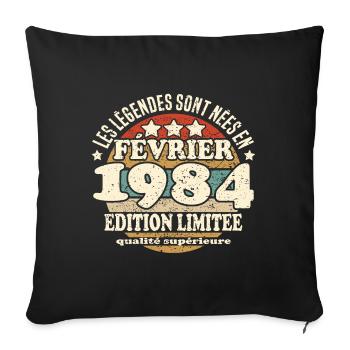 Les légendes sont nées en février 1984 - Housse de coussin décorative 45 x 45 cm - noir - Devant